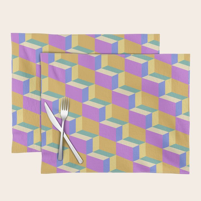 Cuboid Geometric Abstract Shapes Pattern XXVIII Placemat Gallery Image 1