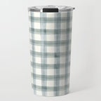 watercolor plaid - muted blue Travel Mug Gallery Image 1