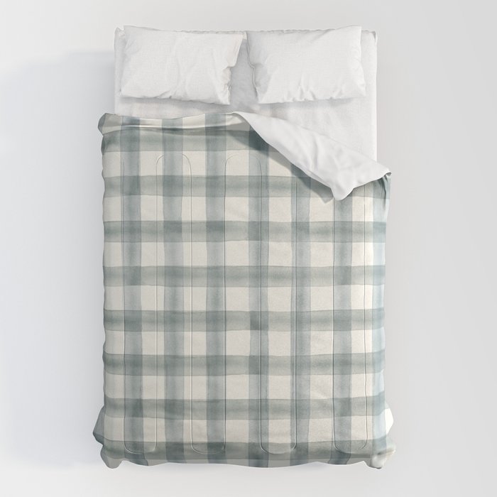 watercolor plaid - muted blue Comforter Gallery Image 6