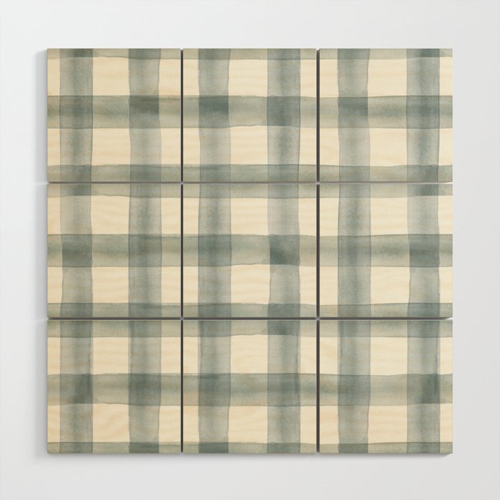 watercolor plaid - muted blue Wood Wall Art Gallery Image 1