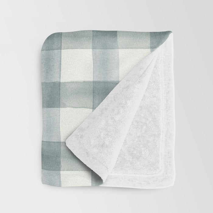 watercolor plaid - muted blue Throw Blanket Gallery Image 3