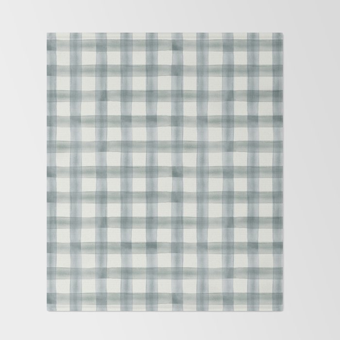 watercolor plaid - muted blue Throw Blanket Gallery Image 2