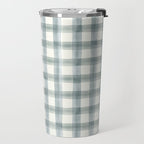 watercolor plaid - muted blue Travel Mug Gallery Image 2
