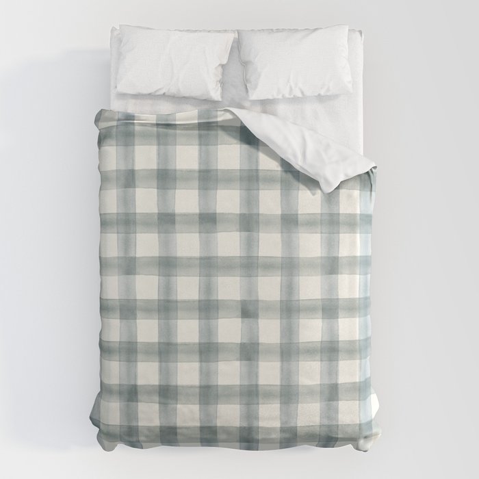 watercolor plaid - muted blue Duvet Cover Gallery Image 6
