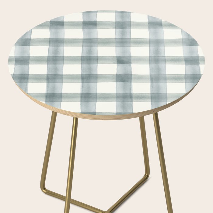 watercolor plaid - muted blue Side Table Gallery Image 2