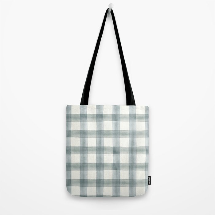 watercolor plaid - muted blue Tote Bag Gallery Image 2