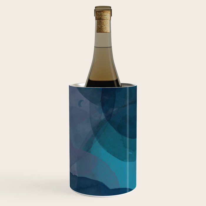 Abstract Watercolor Circles in Ombre Blue Wine Chiller Gallery Image 1