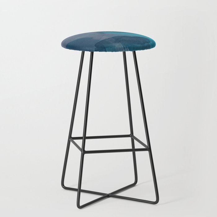 Abstract Watercolor Circles in Ombre Blue Stool Gallery Image 1