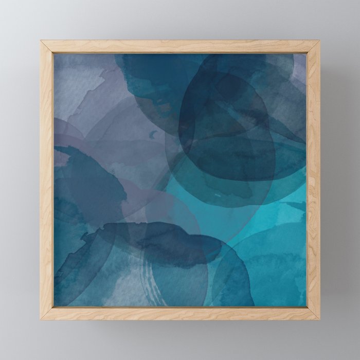 Abstract Watercolor Circles in Ombre Blue Mini Art Print Gallery Image 1