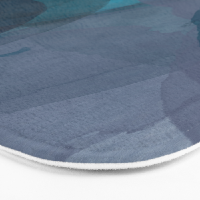 Abstract Watercolor Circles in Ombre Blue Bath Mat Gallery Image 3