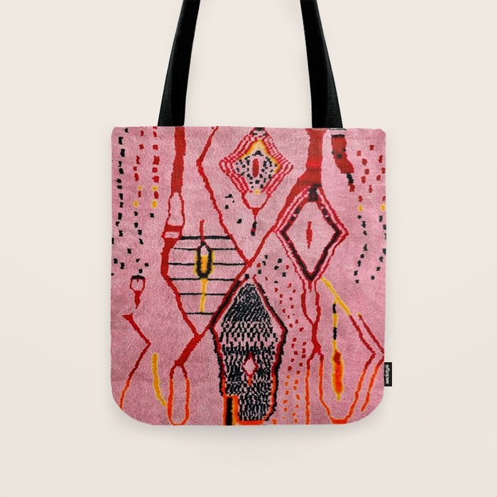 Traditional Pink Moroccan Rug Artwork Tote Bag Gallery Image 1