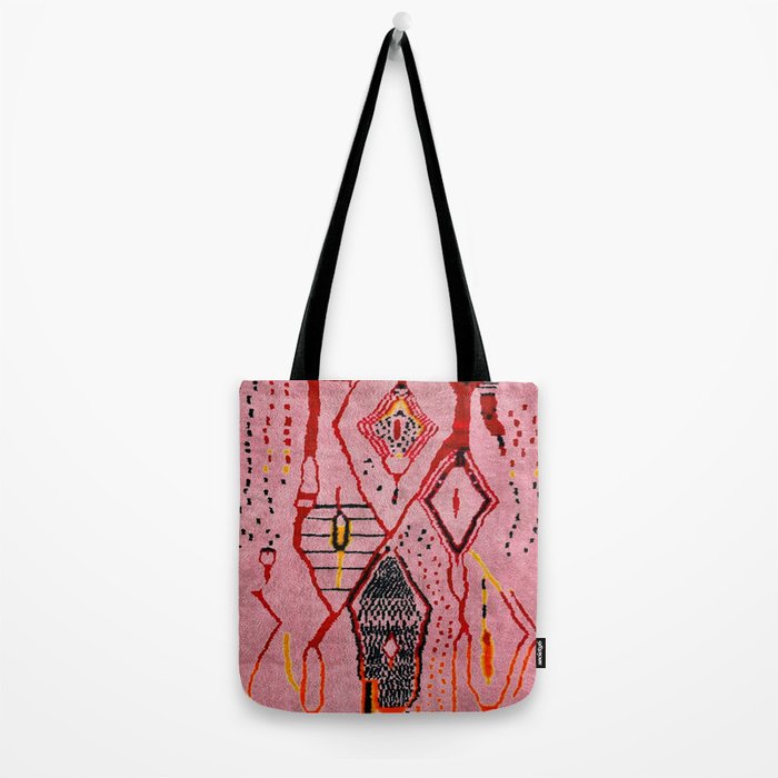 Traditional Pink Moroccan Rug Artwork Tote Bag Gallery Image 2