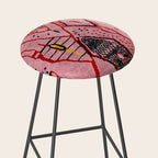 Traditional Pink Moroccan Rug Artwork Stool Gallery Image 2