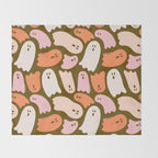 Ghost Print in Green Throw Blanket Gallery Image 2