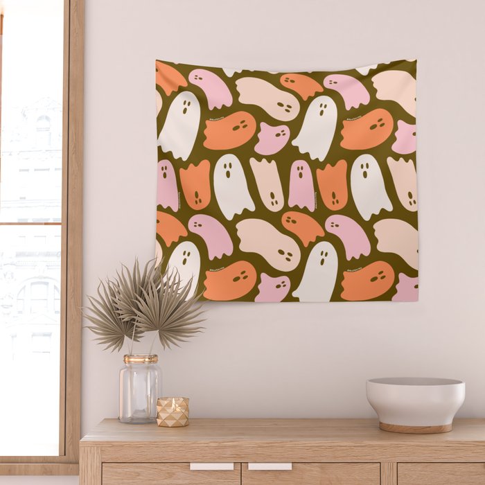 Ghost Print in Green Wall Tapestry Gallery Image 2