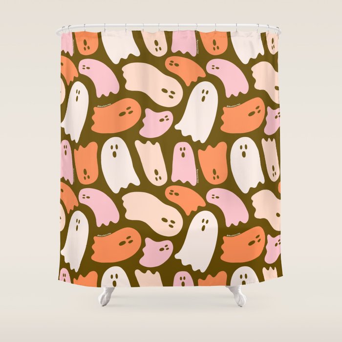 Ghost Print in Green Shower Curtain Gallery Image 1