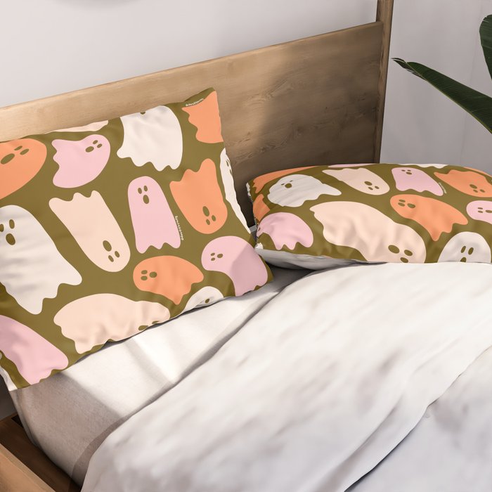 Ghost Print in Green Pillow Sham Gallery Image 2