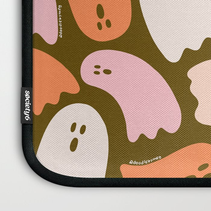 Ghost Print in Green Laptop Sleeve Gallery Image 3