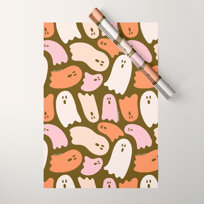 Ghost Print in Green Wrapping Paper Gallery Image 1