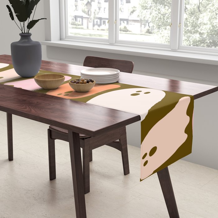Ghost Print in Green Table Runner Gallery Image 2