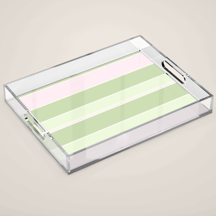 Pink and green stripes Acrylic Tray Gallery Image 1