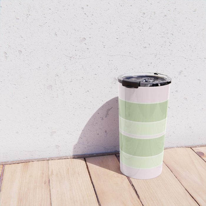 Pink and green stripes Travel Mug Gallery Image 4