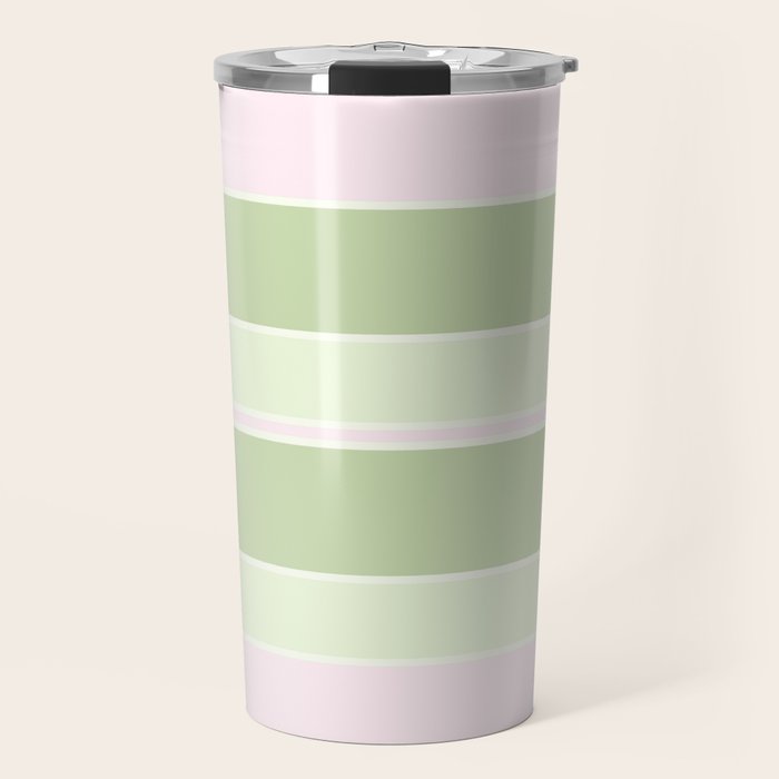 Pink and green stripes Travel Mug Gallery Image 1