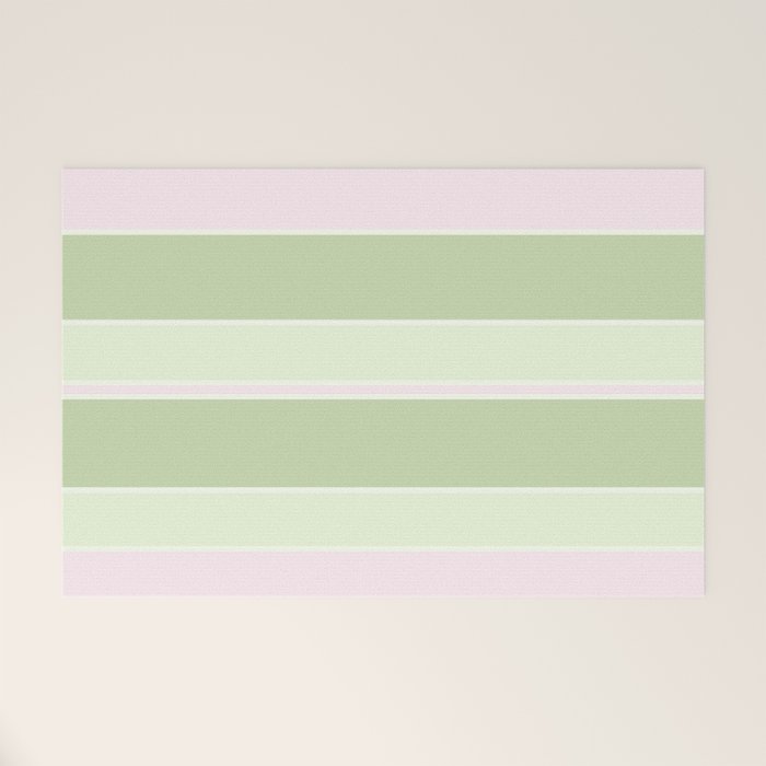 Pink and green stripes Welcome Mat Gallery Image 1