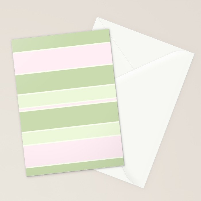 Pink and green stripes Stationery Card Gallery Image 2