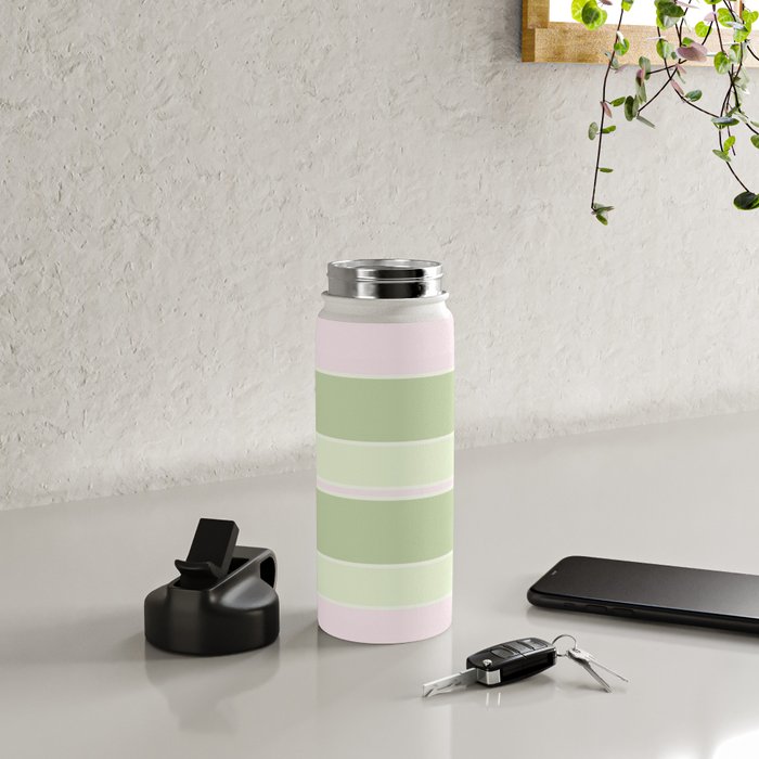 Pink and green stripes Water Bottle Gallery Image 4