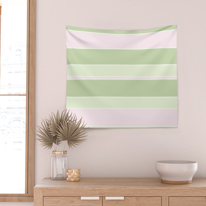 Pink and green stripes Wall Tapestry Gallery Image 2