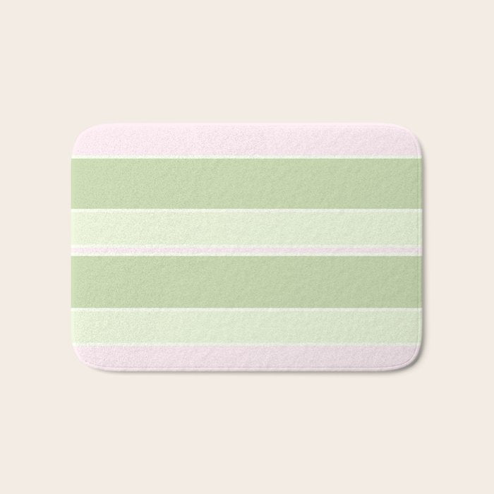 Pink and green stripes Bath Mat Gallery Image 1
