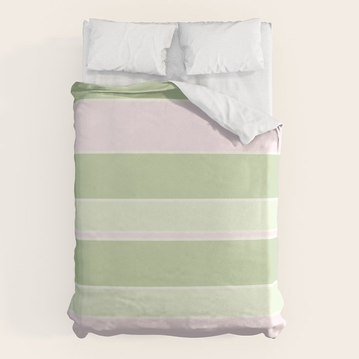 Pink and green stripes Duvet Cover