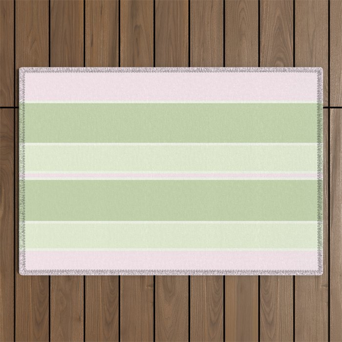 Pink and green stripes Outdoor Rug Gallery Image 1