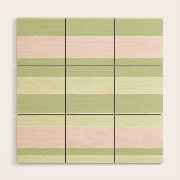 Pink and green stripes Wood Wall Art Gallery Image 1