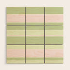 Pink and green stripes Wood Wall Art Gallery Image 1