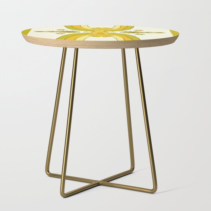 positive rainbow flowers // retro art by surfy birdy Side Table Gallery Image 1