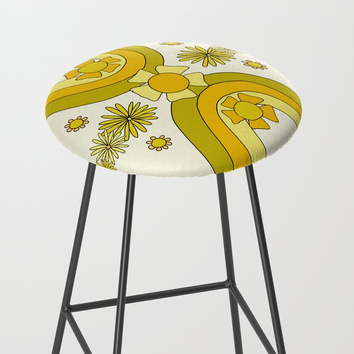positive rainbow flowers // retro art by surfy birdy Stool Gallery Image 2