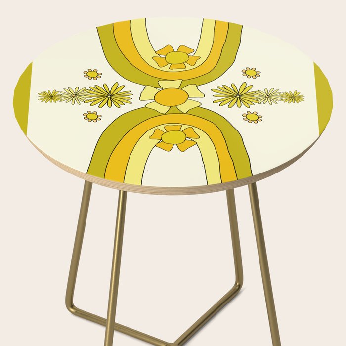positive rainbow flowers // retro art by surfy birdy Side Table Gallery Image 2