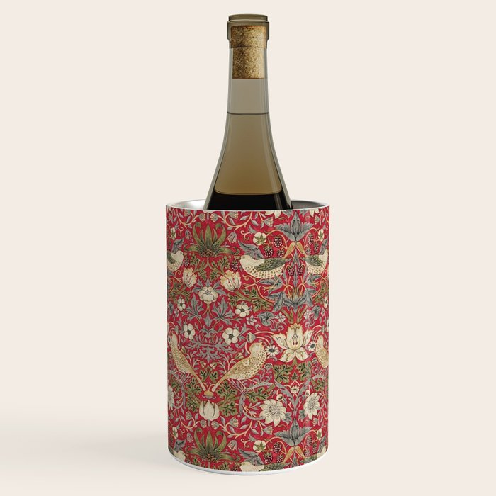 William Morris Vintage Strawberry Thief Red Pattern Wine Chiller Gallery Image 3
