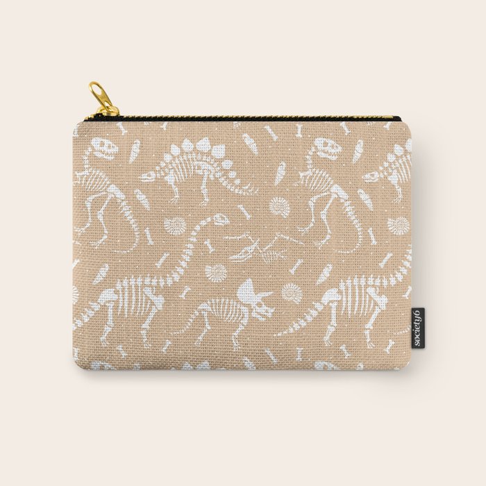 Dinosaur Fossils on Taupe Carry All Pouch Gallery Image 1