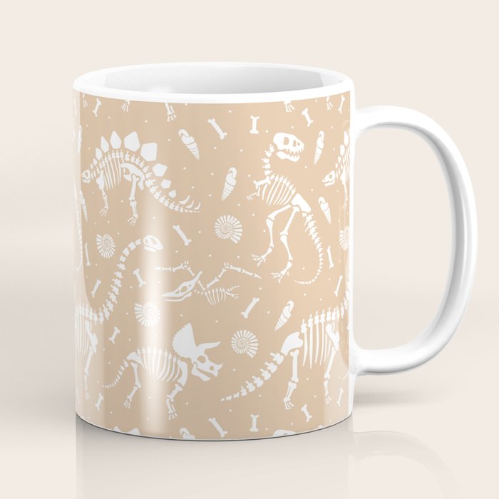 Dinosaur Fossils on Taupe Coffee Mug Gallery Image 1