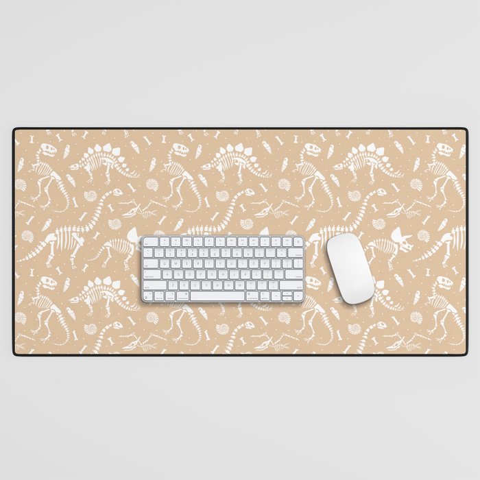 Dinosaur Fossils on Taupe Desk Mat Gallery Image 1