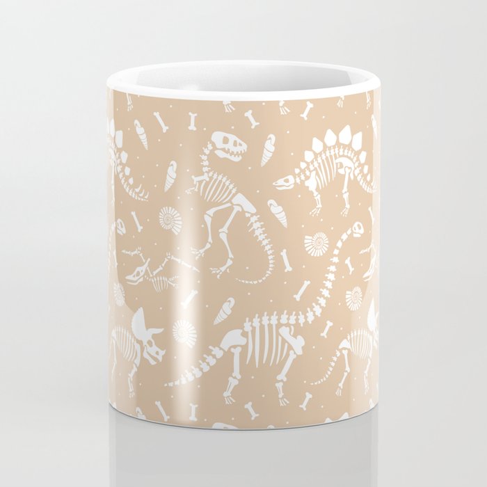 Dinosaur Fossils on Taupe Coffee Mug Gallery Image 4