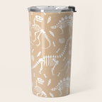 Dinosaur Fossils on Taupe Travel Mug Gallery Image 2