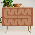 Geometric Lines in Terracotta and Beige 76 (Mid century Midern Rainbow Abstract) Credenza Gallery Image 1