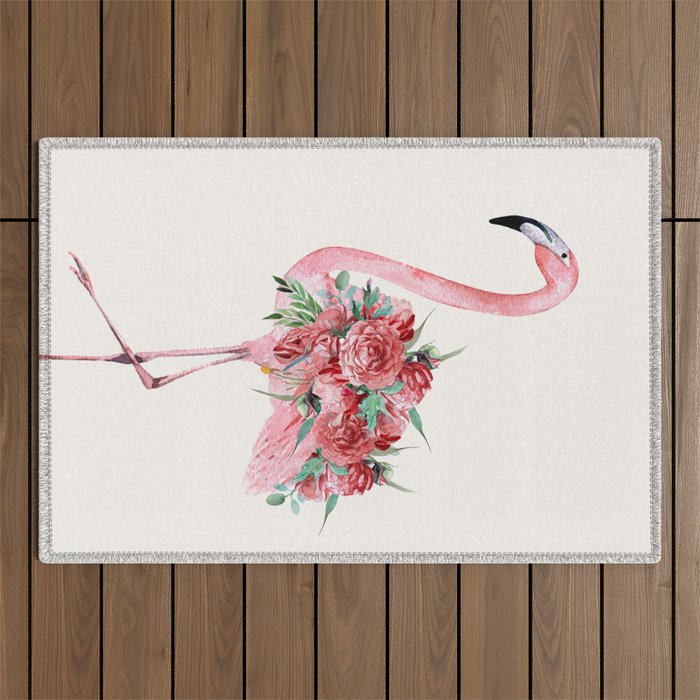 Flamingo Floral Outdoor Rug Gallery Image 1