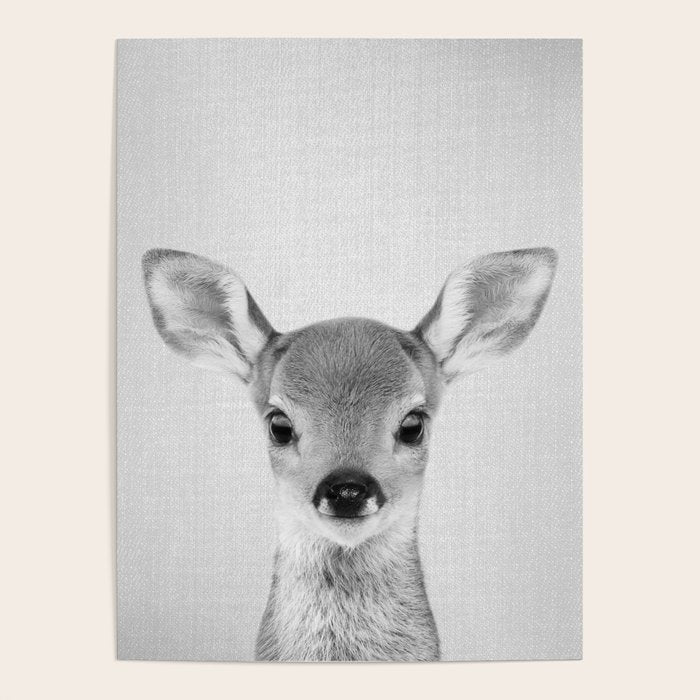 Baby Deer - Black & White Poster Gallery Image 4