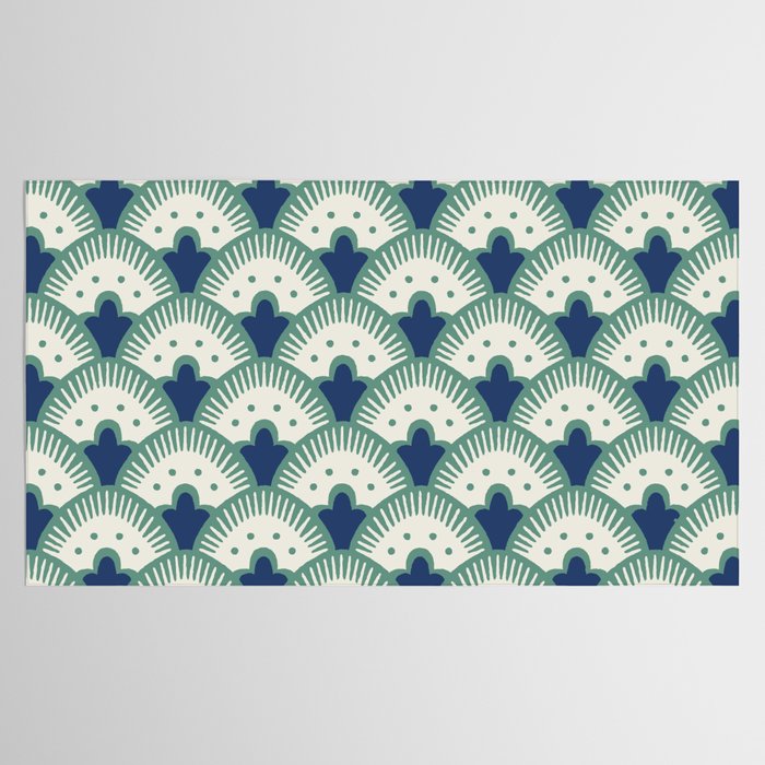 Art Deco Fan Pattern Blue/Green Tablecloth Gallery Image 2