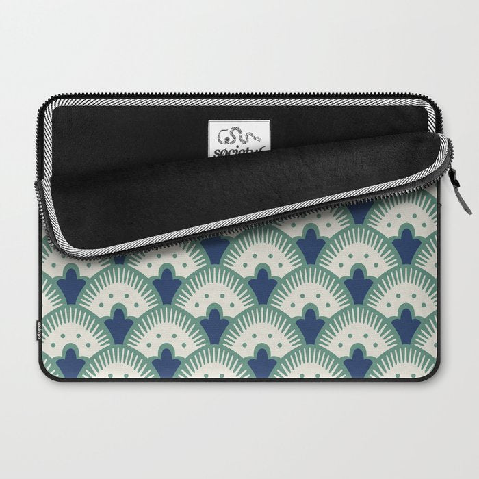Art Deco Fan Pattern Blue/Green Laptop Sleeve Gallery Image 2